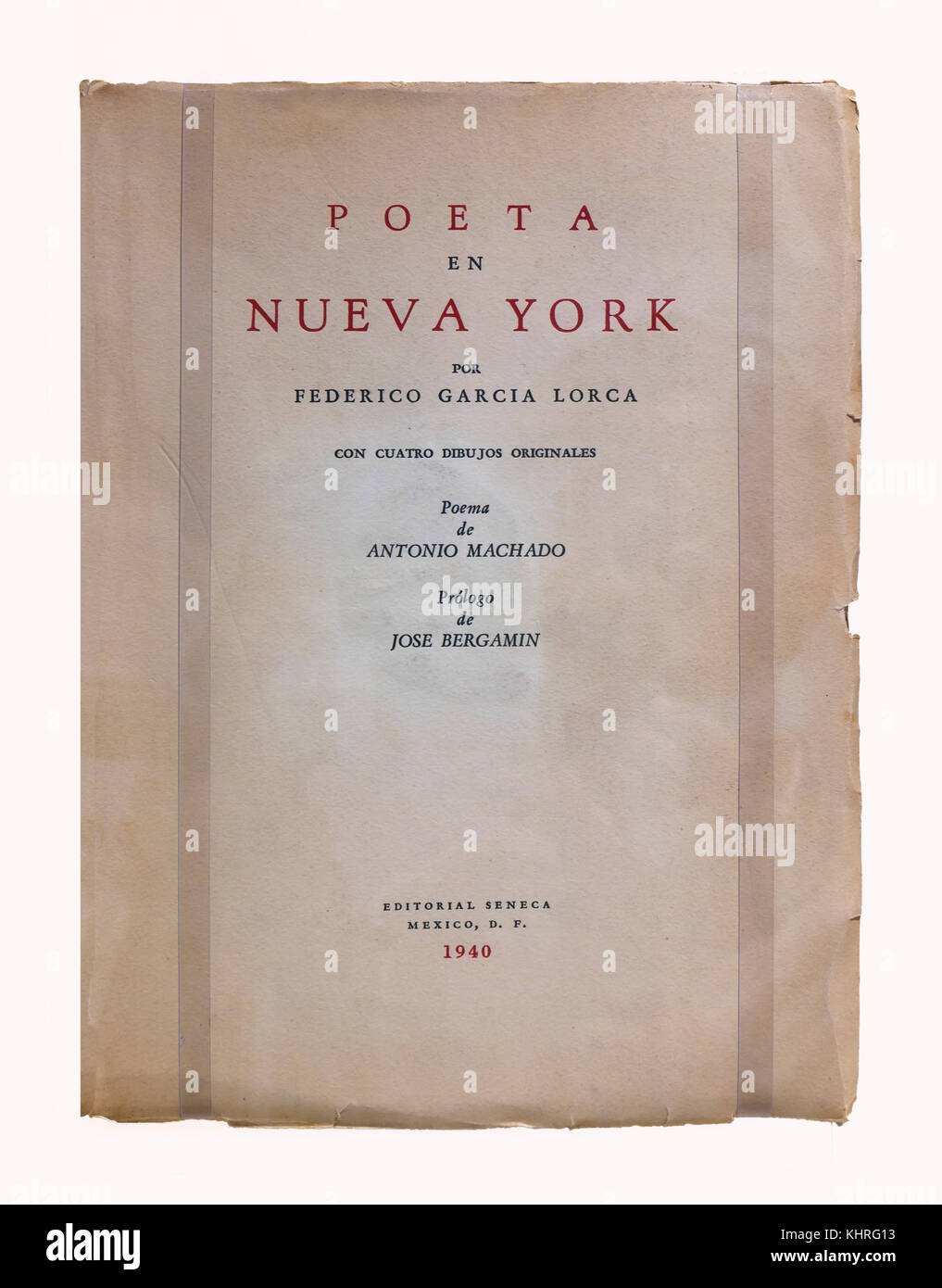 Birthplace - museum of the poet Federico Garcia Lorca, Book 'Poeta en Nueva York', Fuente Vaqueros, Granada province, Region of Andalusia, Spain, Euro Stock Photo