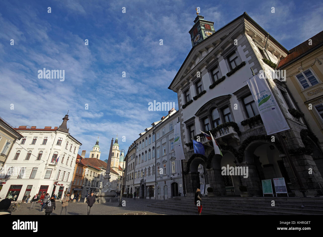 Square in Ljubljana, Slovenia Stock Photo