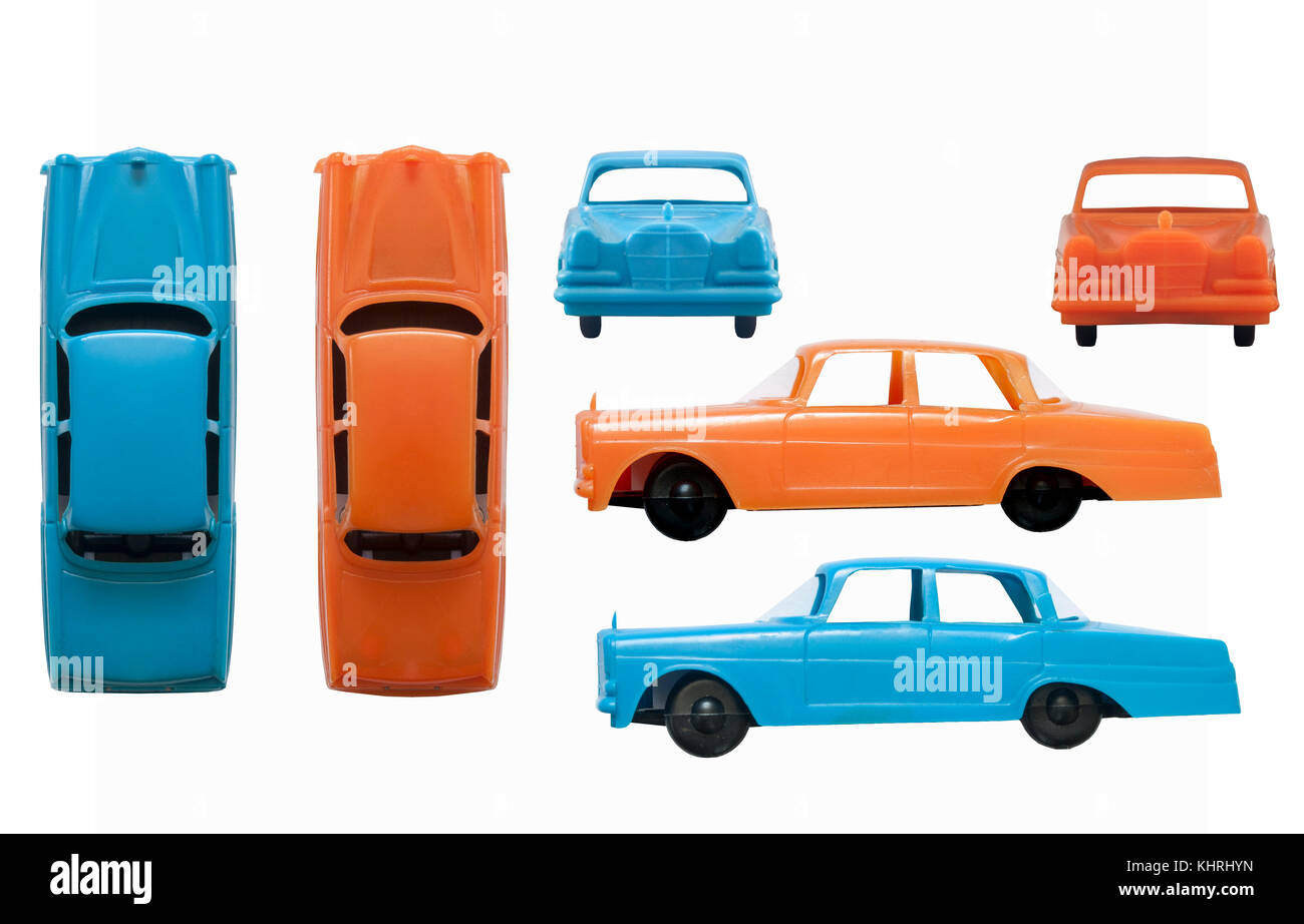 Plastic toy cars / Isolated white Stock Photo