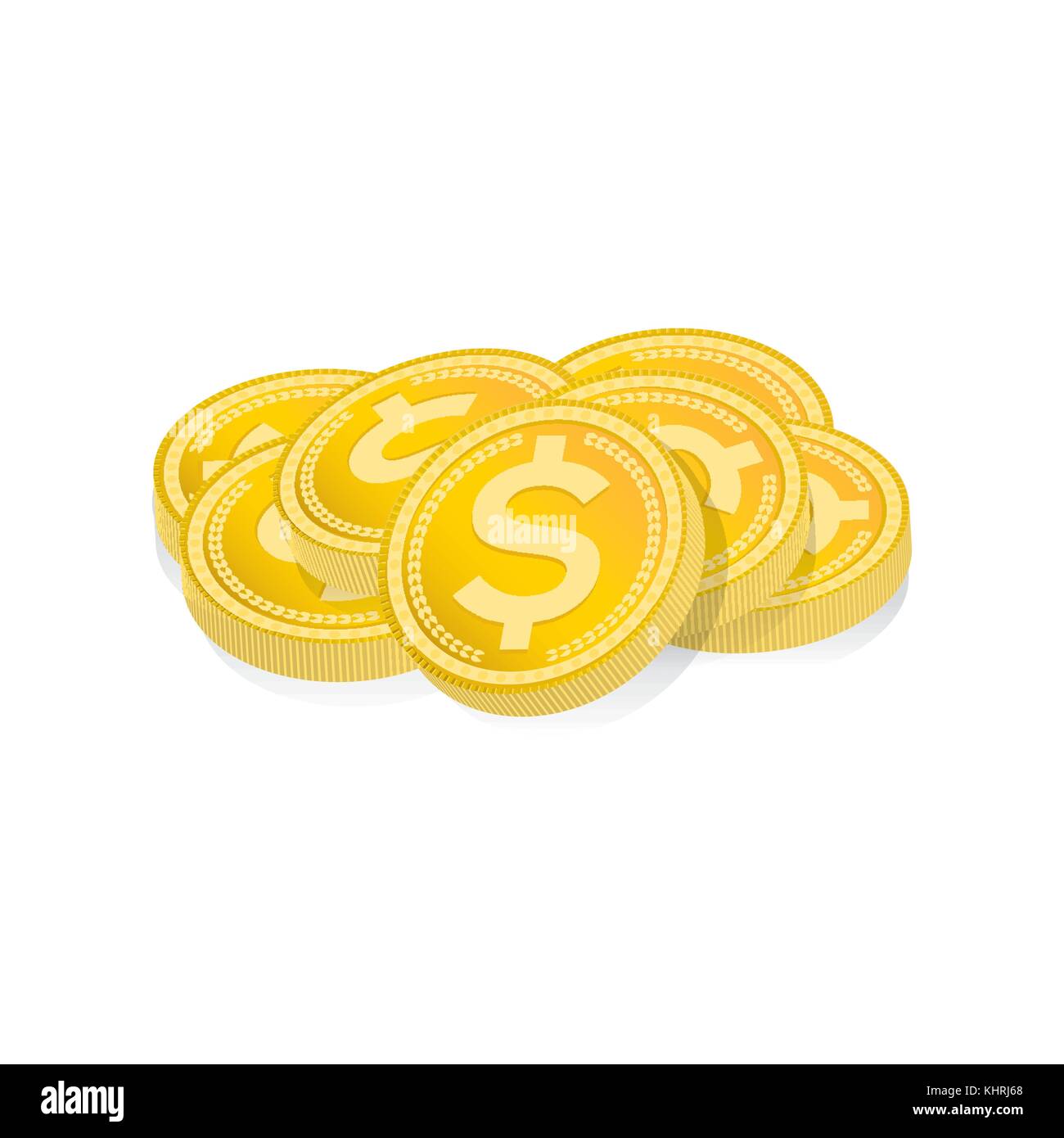A pile of gold coins isolated on a white background illustration ...