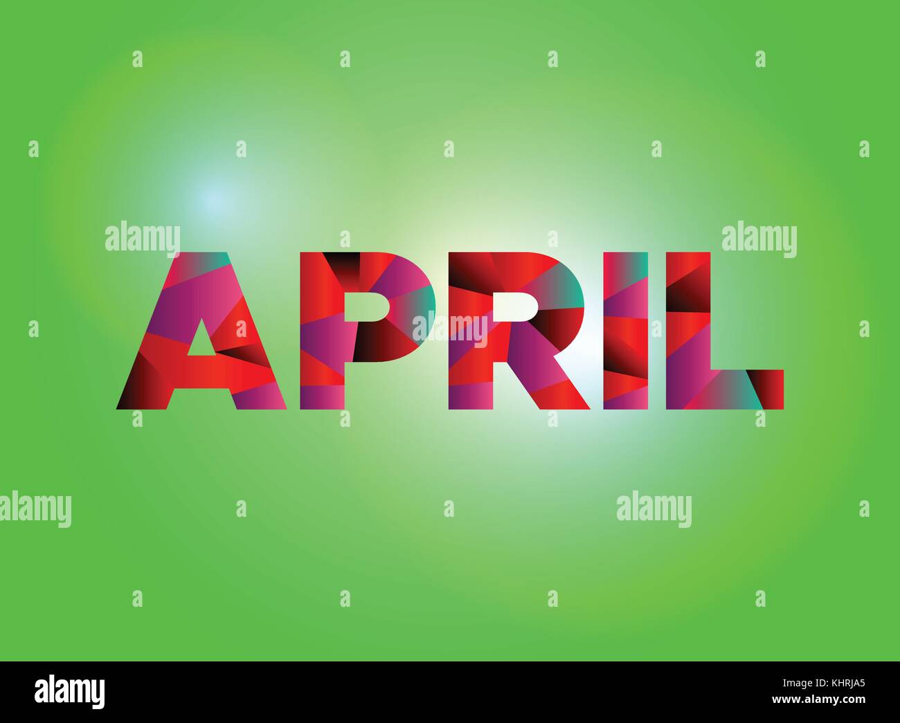 The word APRIL written in colorful fragmented word art on a vibrant background. Vector EPS 10 available. Stock Vector