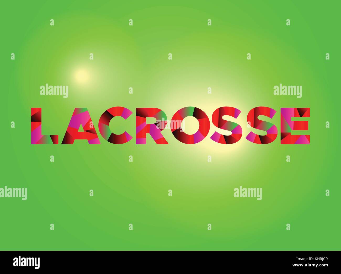 The word LACROSSE written in colorful fragmented word art on a vibrant