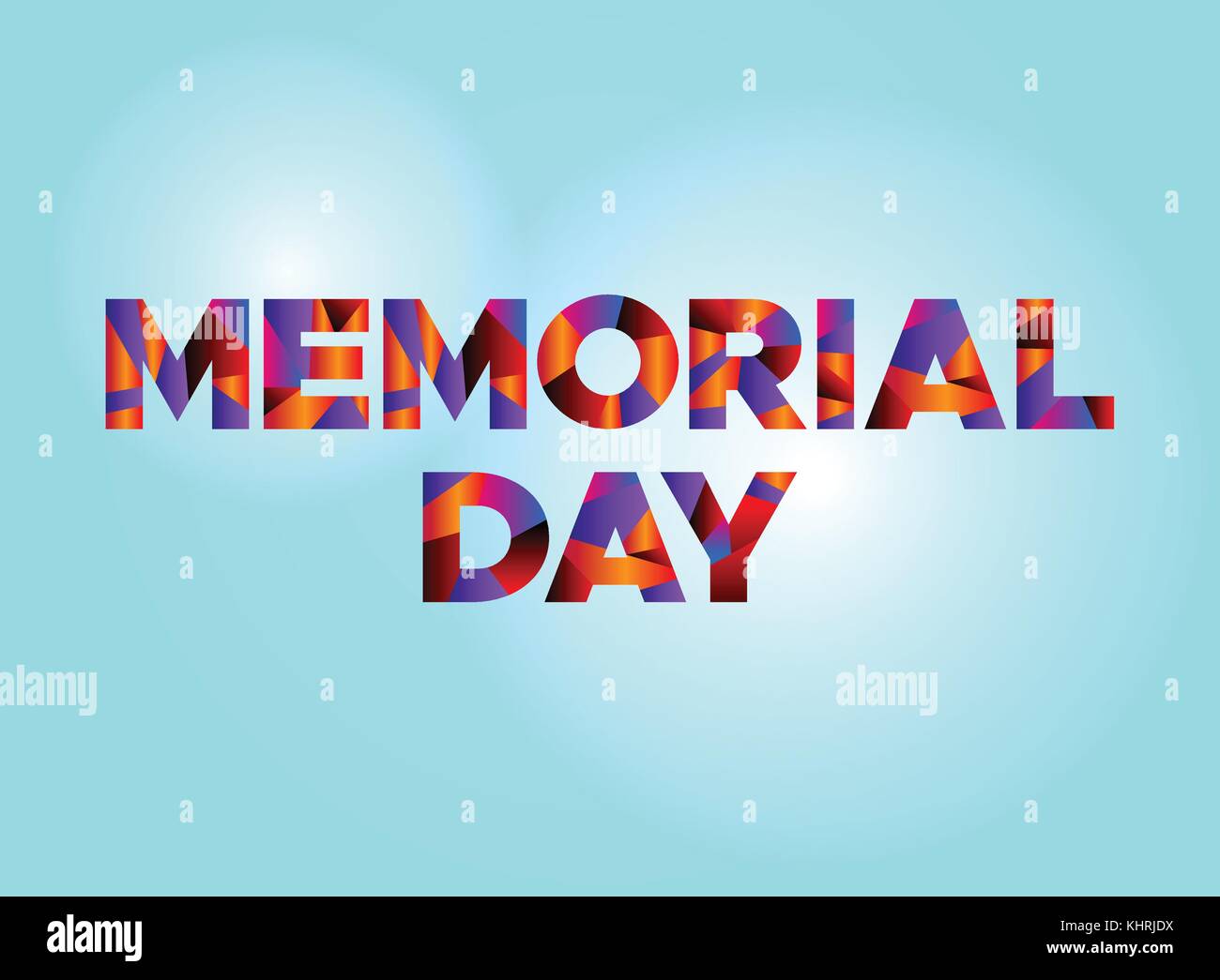 The holiday MEMORIAL DAY written in colorful fragmented word art on a vibrant background. Vector EPS 10 available. Stock Vector