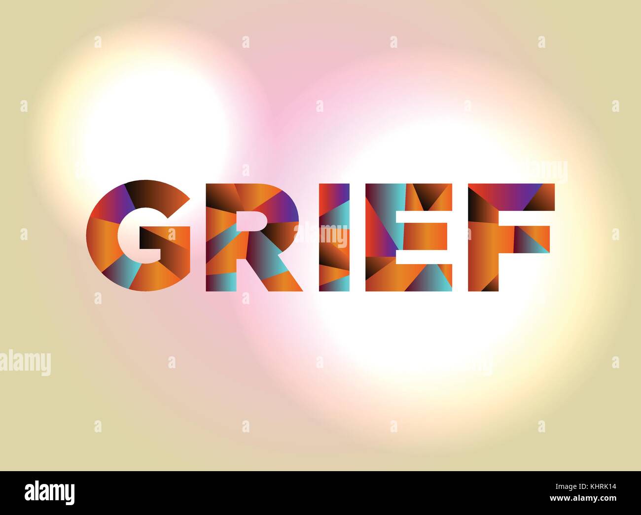 The word GRIEF written in colorful abstract word art on a vibrant background. Vector EPS 10 available. Stock Vector