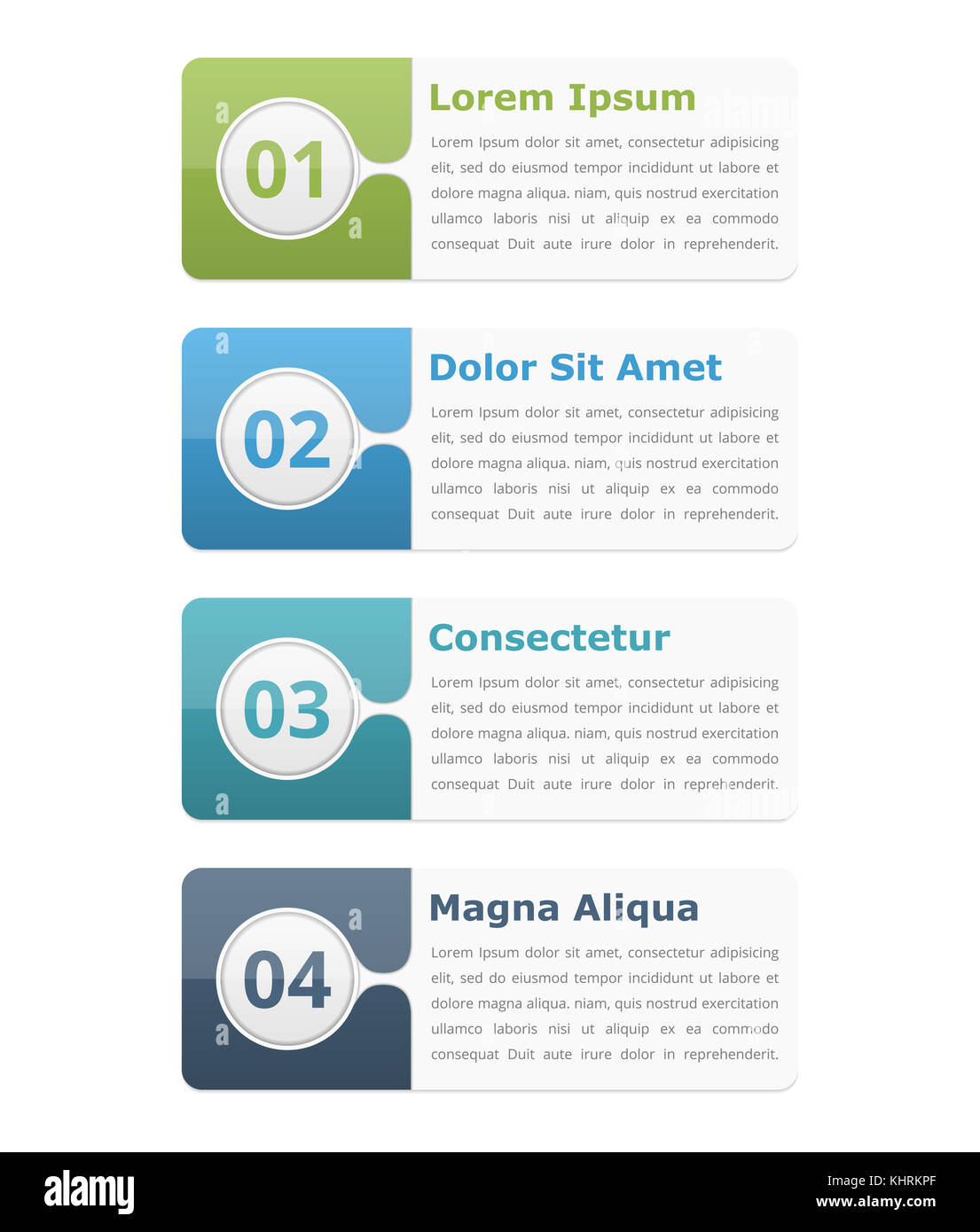 Four infographic elements with place for numbers titles and text ...