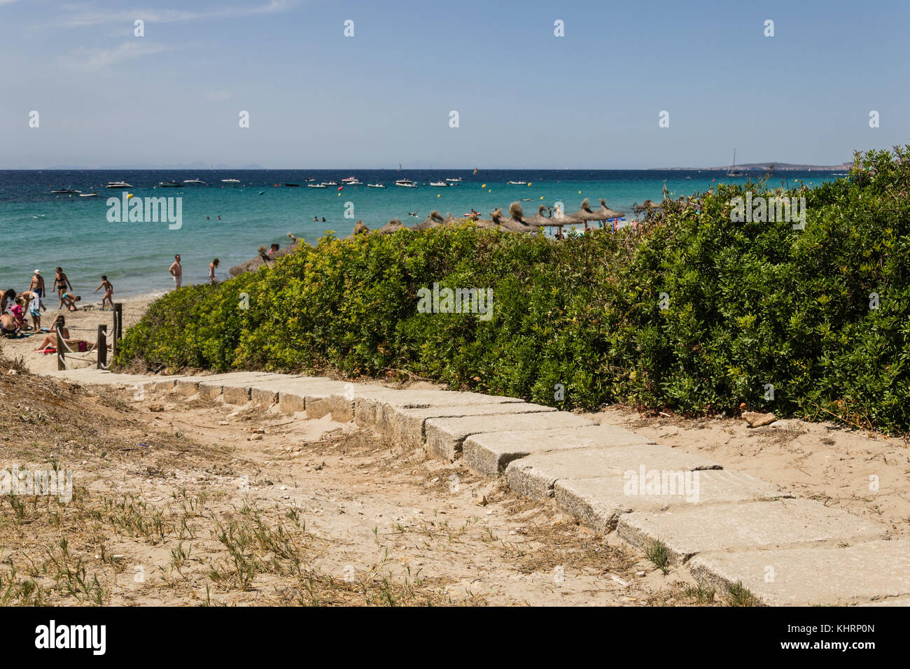 Gangway on the beach of Sant Tomas - Menorca - Spain Stock Photo