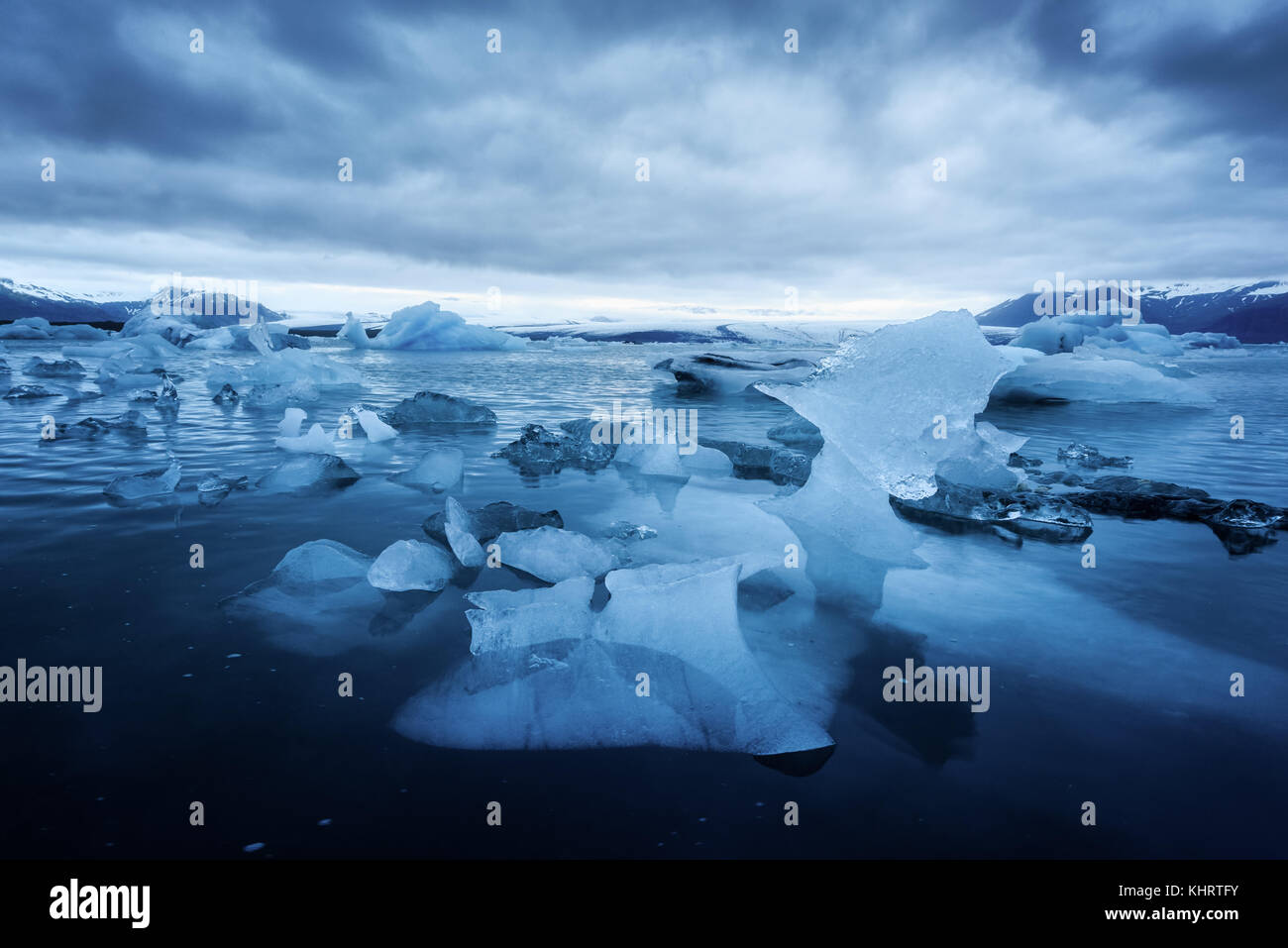 Icebergs in Jokulsarlon glacial lagoon Stock Photo