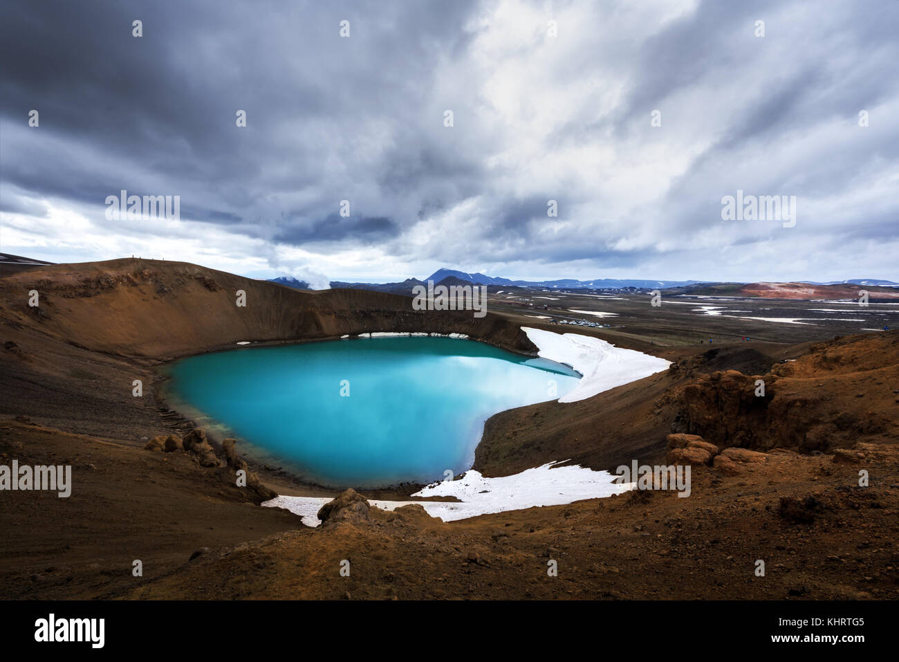 Acid hot lake in the geothermal valley Leirhnjukur Stock Photo