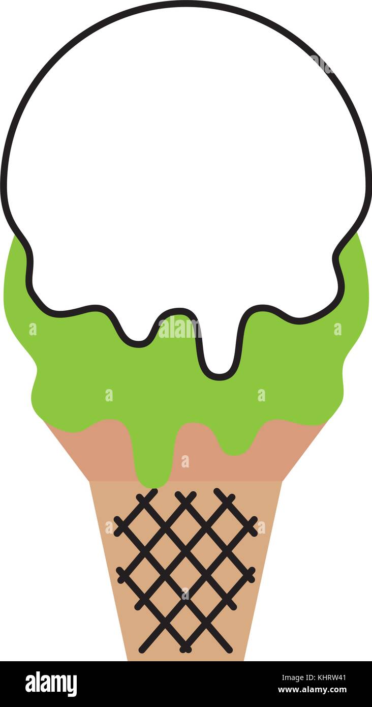 ice cream in waffle cone flavor sweet vector illustration Stock Vector ...