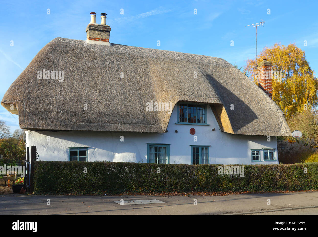 A beautiful thatched cottage in Great Abington, Cambridgeshire, UK Stock Photo