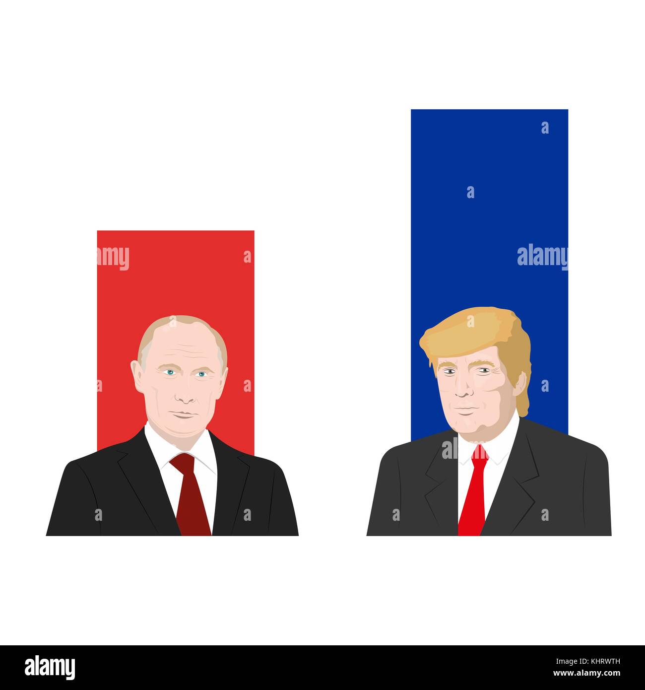 November 19.11.2017. Editorial illustration showing a rating of popularity of well-known politicians Vladimir Putin and Donald Trump. Stock Vector