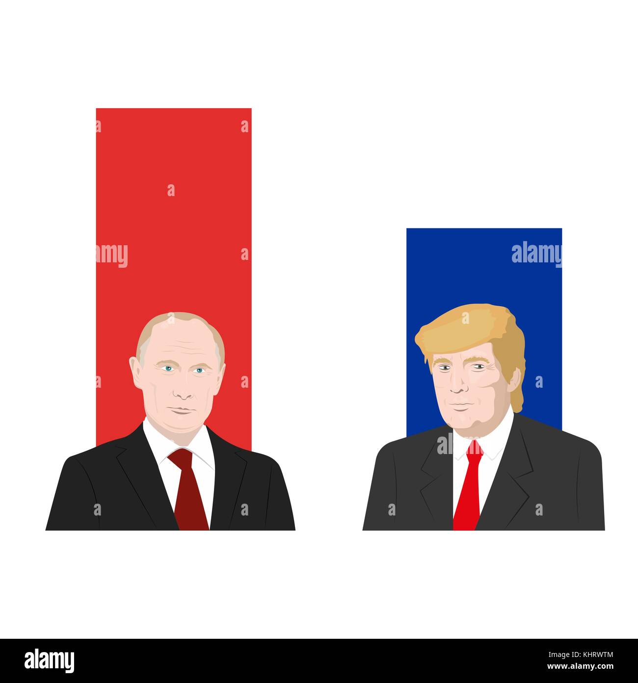 November 19.11.2017. Editorial illustration showing a rating of popularity of well-known politicians Vladimir Putin and Donald Trump. Stock Vector