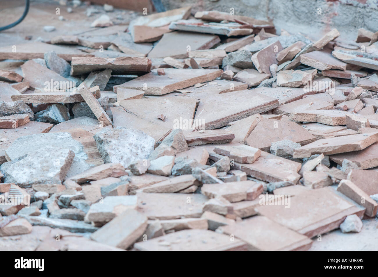 terrace floor raised, in works to place wtaerproofing under it Stock Photo