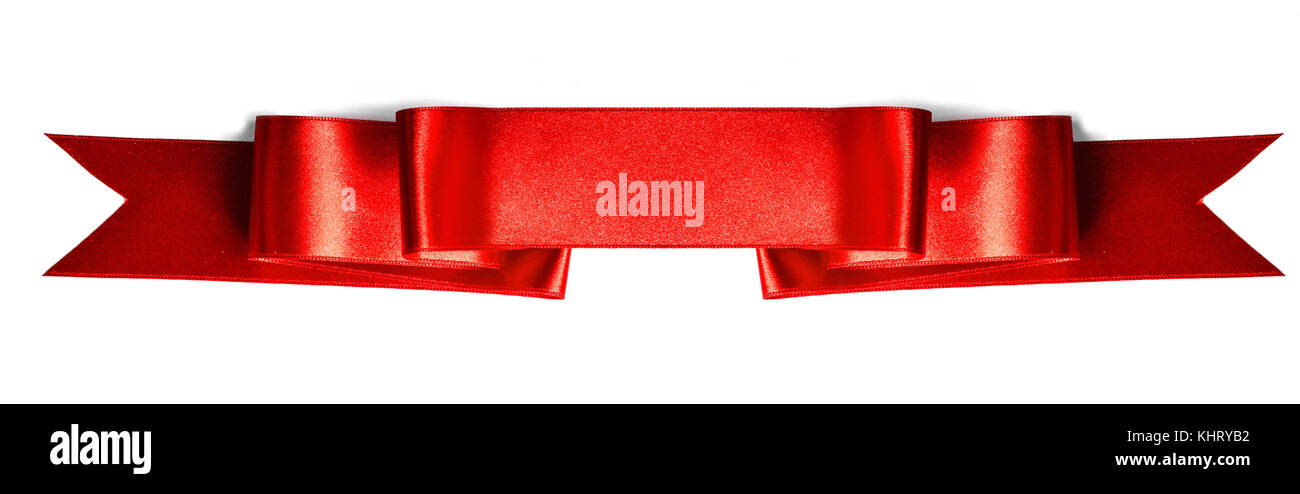Red banner ribbon isolated on white background Stock Photo - Alamy