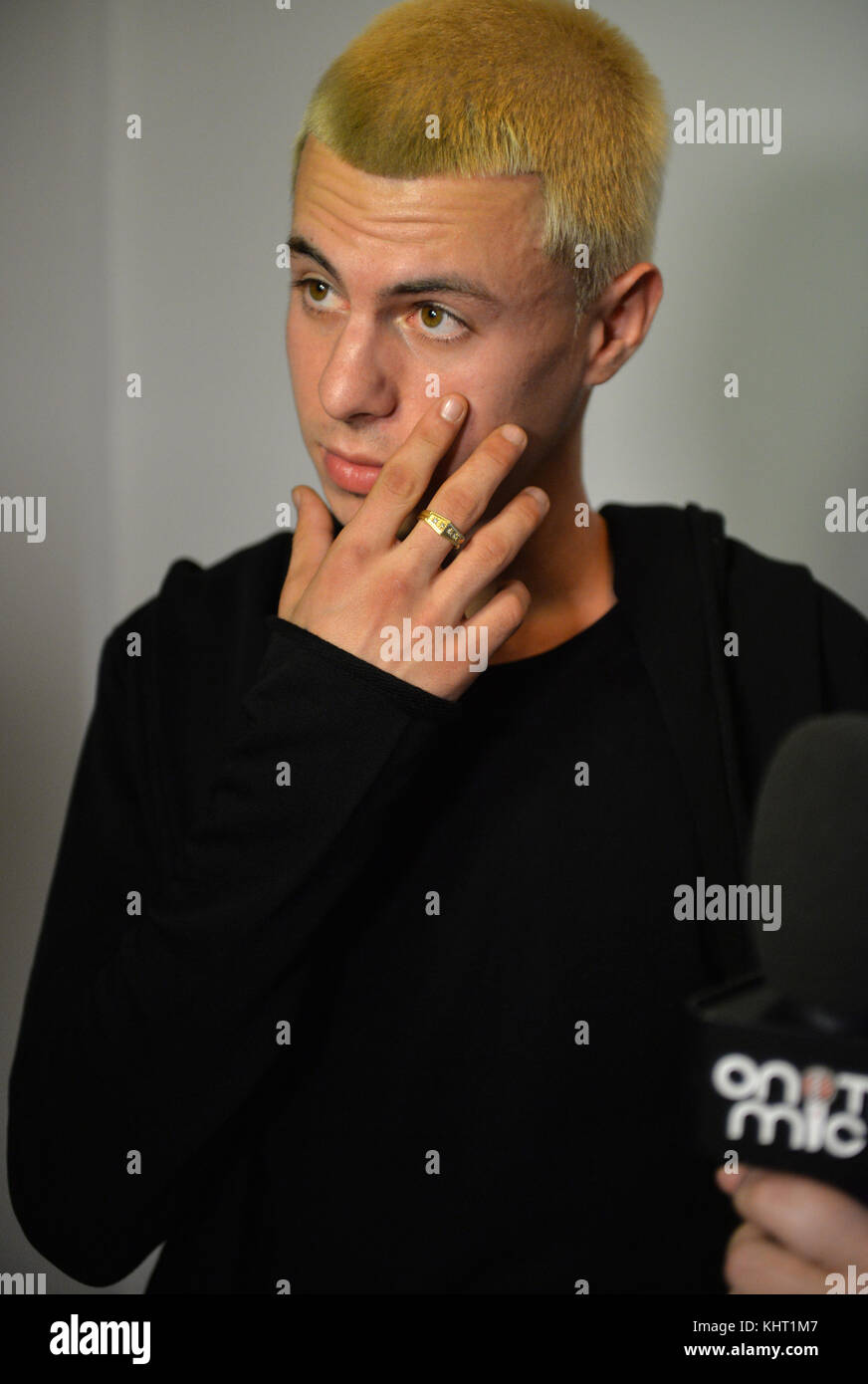 MIAMI , FL - AUGUST 08: (EXCLUSIVE COVERAGE) 20-year-old Eric Leon has emerged as a young gun on the hip hop scene and has been referred to as the next Eminem. He dropped his self-titled mixtape with DJ Khaled at an exclusive launch party tonight  hosted by Grammy Award-winning producers Cool & Dre at Universal Miami Studios on August 08, 2017 in Miami Beach, Florida  People:  Eric Leon Stock Photo