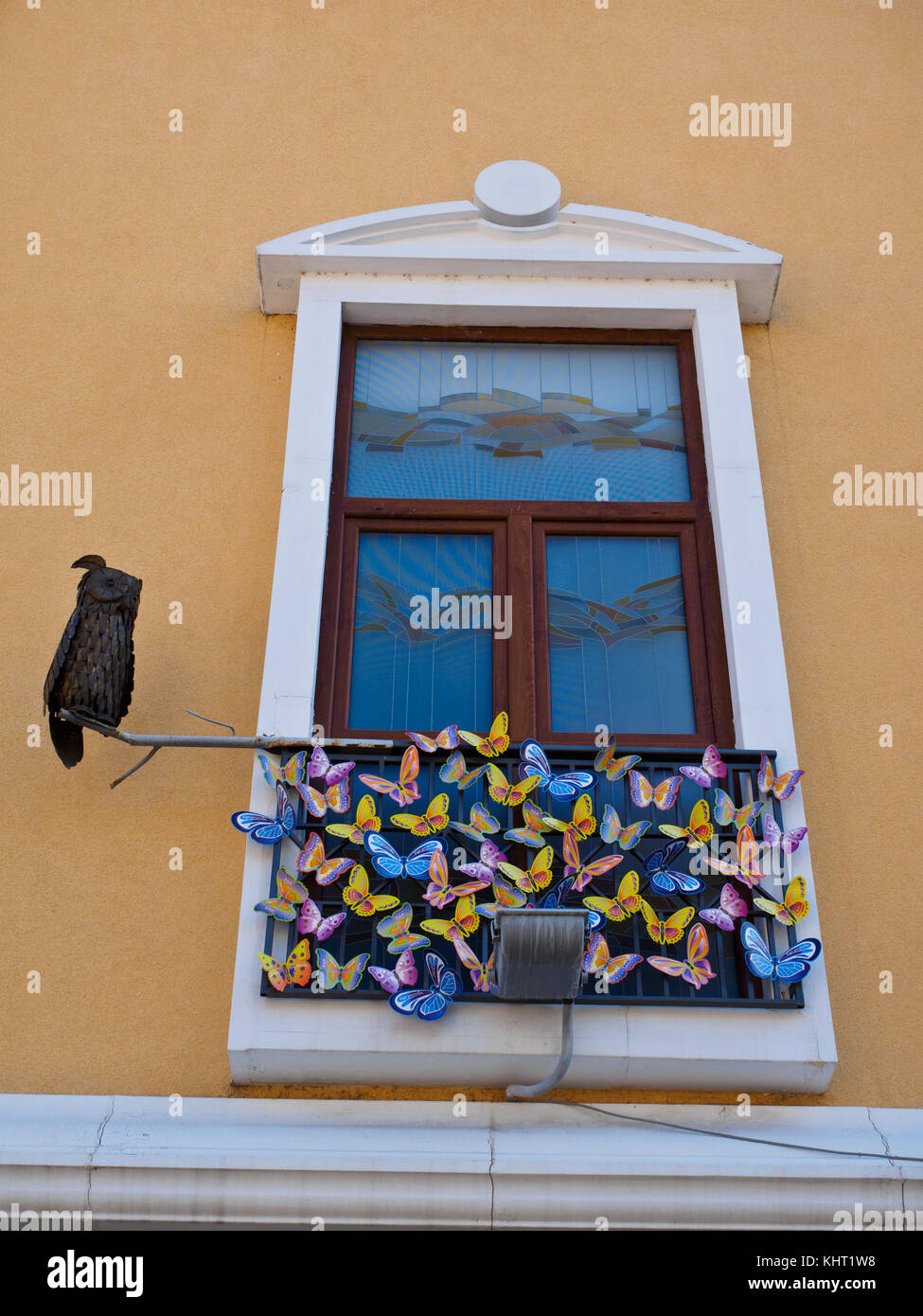 Window decoration at the city hall of Haskovo, Bulgaria. Stock Photo