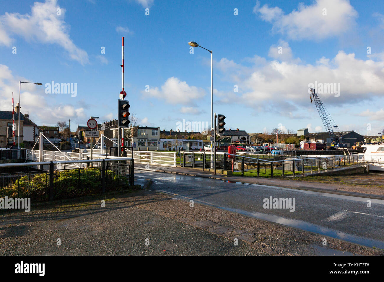 The swing bridge at Glasson Dock to allow access to the Basin
