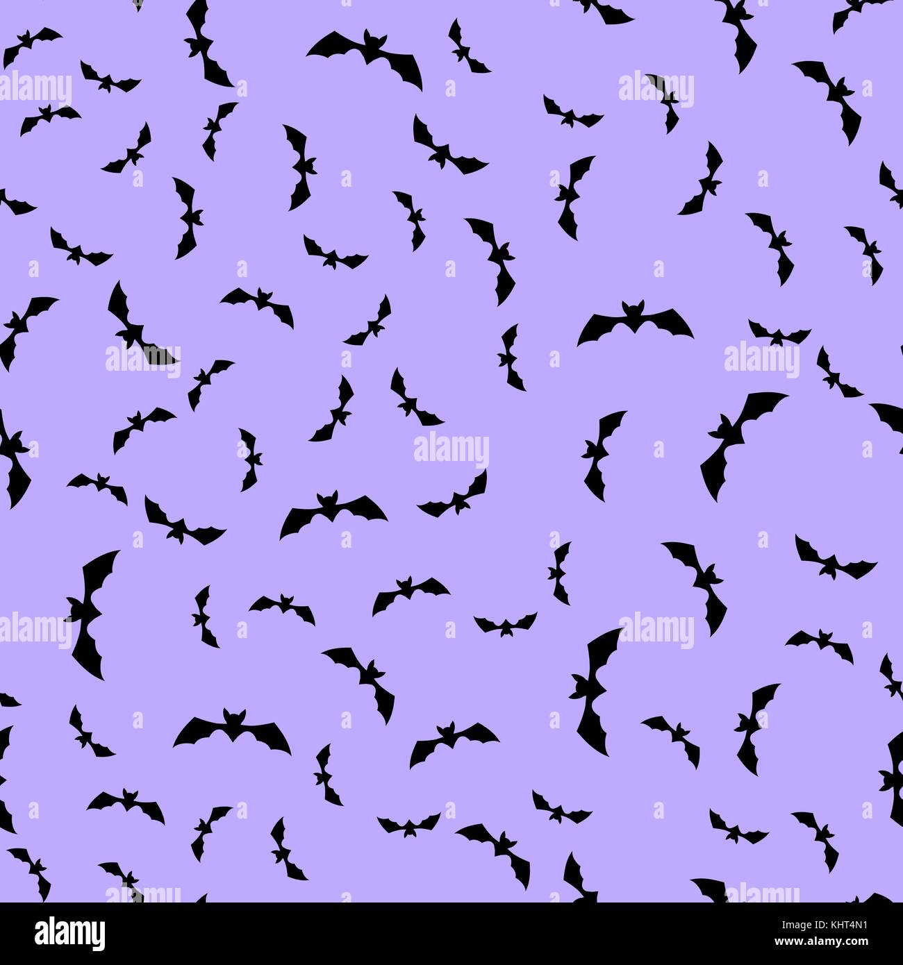 Cartoon Halloween Bat Silhouettes Seamless Pattern Stock Vector Image ...