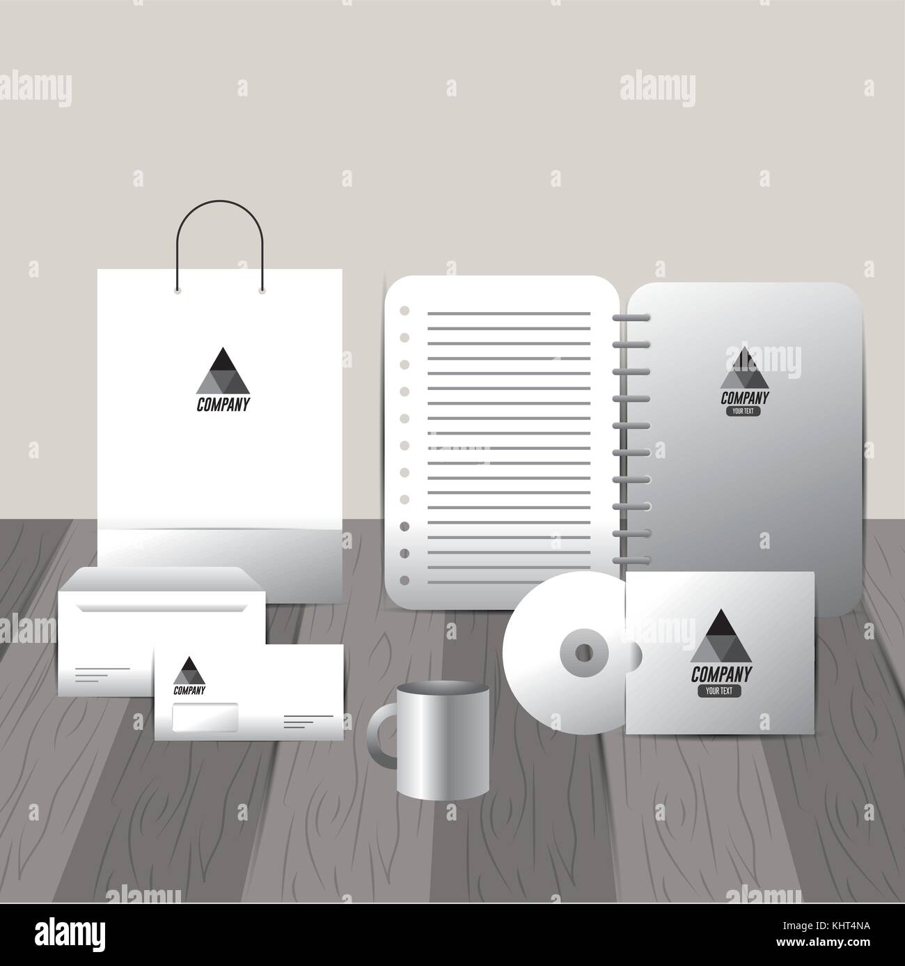 company stationary template with business papers Stock Vector Image