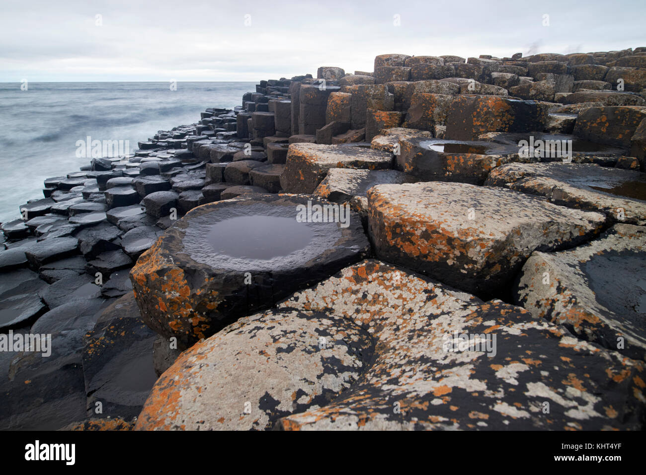 evening at the Giants Causeway county antrim northern ireland uk Stock Photo