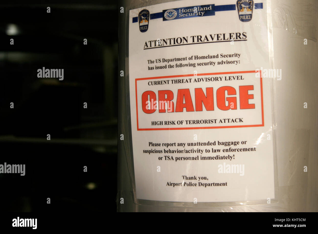 Terrorism, Code Orange Stock Photo - Alamy, image size:1300x956