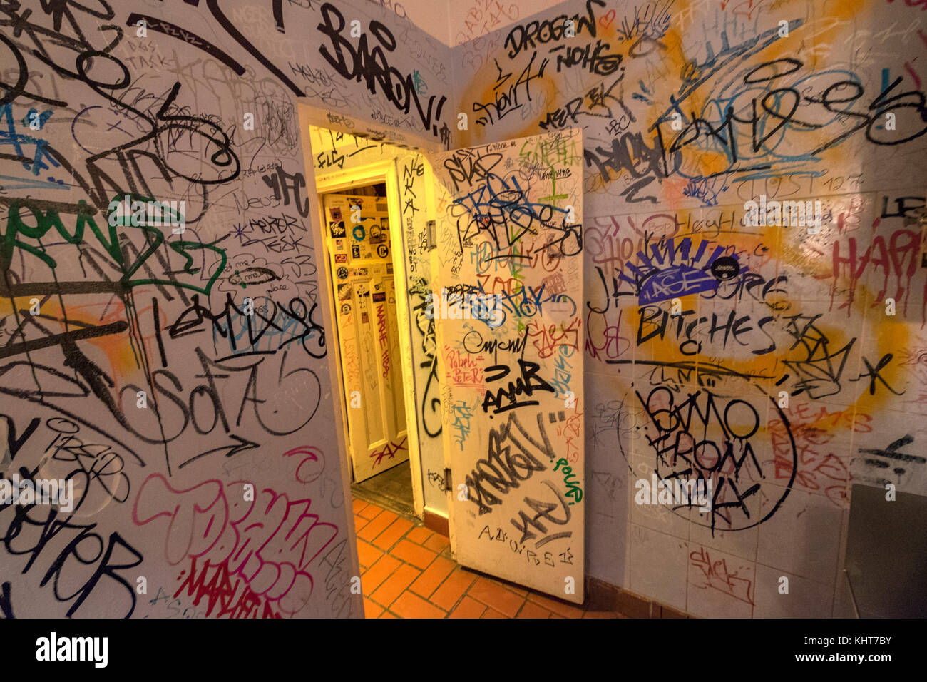 Graffiti on a toilet wall Stock Photo Alamy