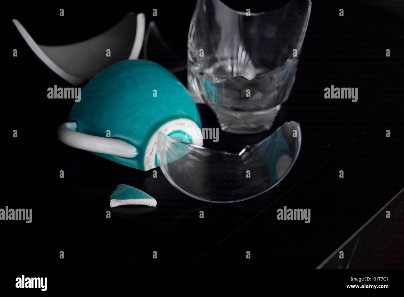 Broken teacup and glass, studio closeup shot Stock Photo Alamy
