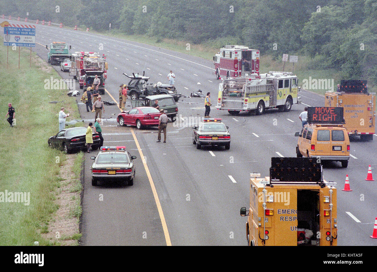 auto accident on the Capitol Beltway outside Washington DC Stock Photo