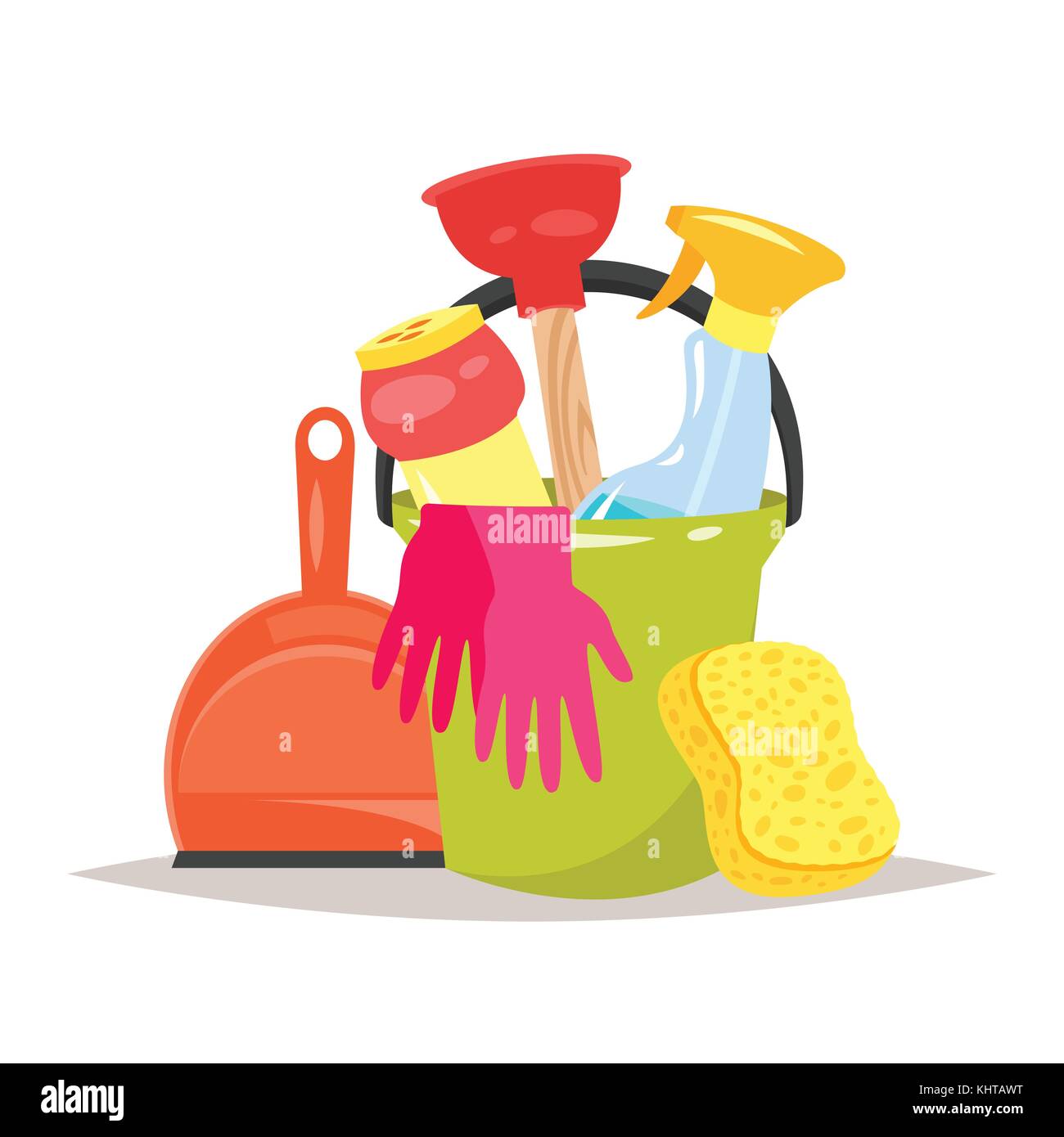 Vector cartoon style illustration of cleaning service tools banner.  Housekeeping icons. Isolated on white background Stock Vector Image & Art -  Alamy