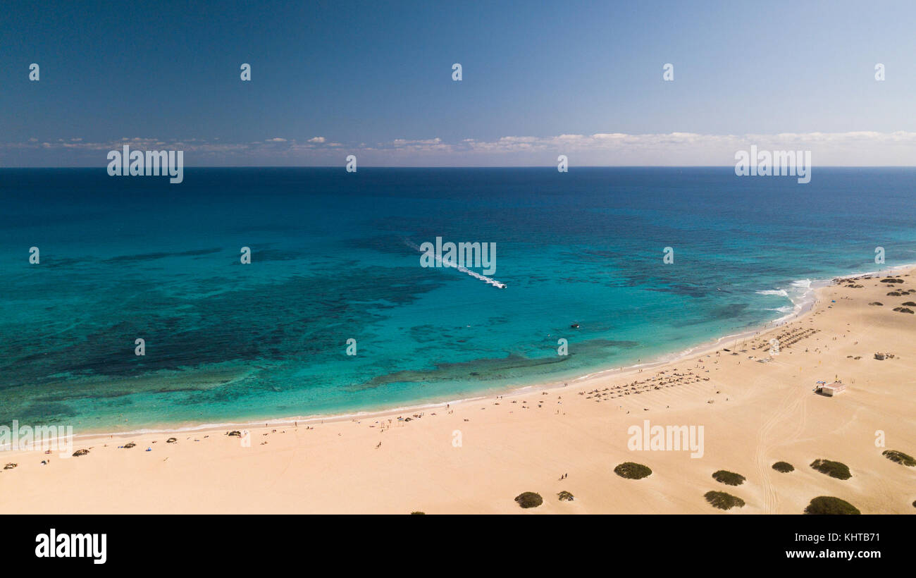 aerial view of coast, flag beach, fuerteventura, canary islands Stock Photo
