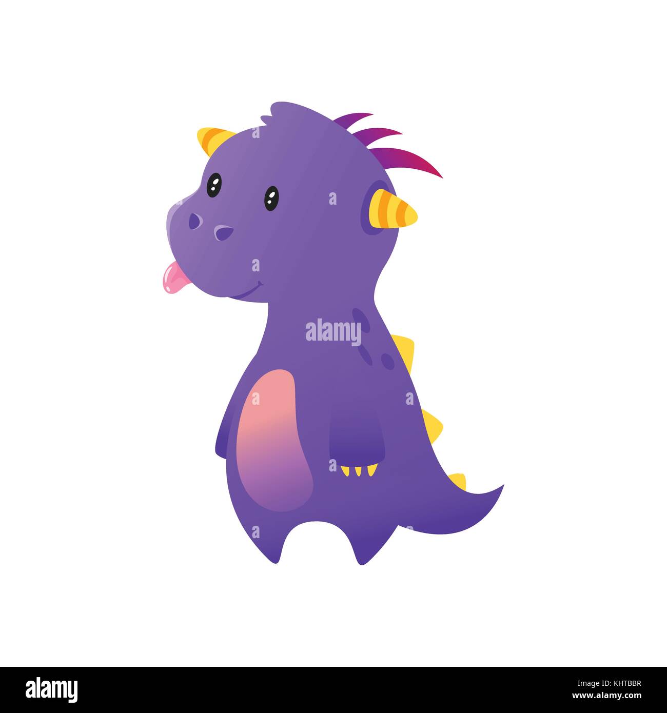 Vector cartoon style illustration of cute purple dragon isolated on ...