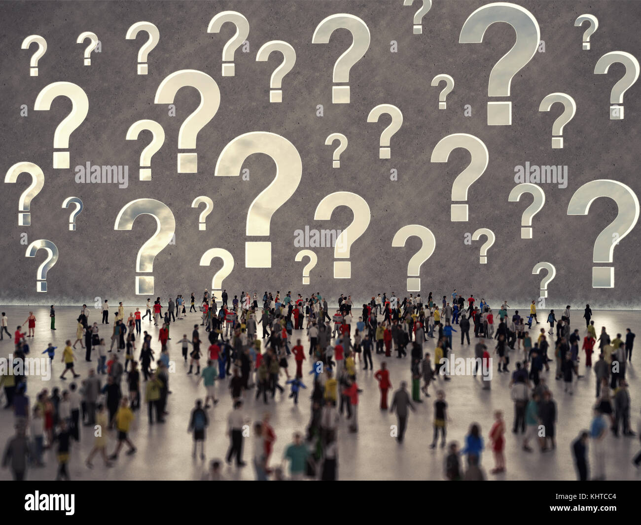 People with questions. 3D Rendering Stock Photo - Alamy