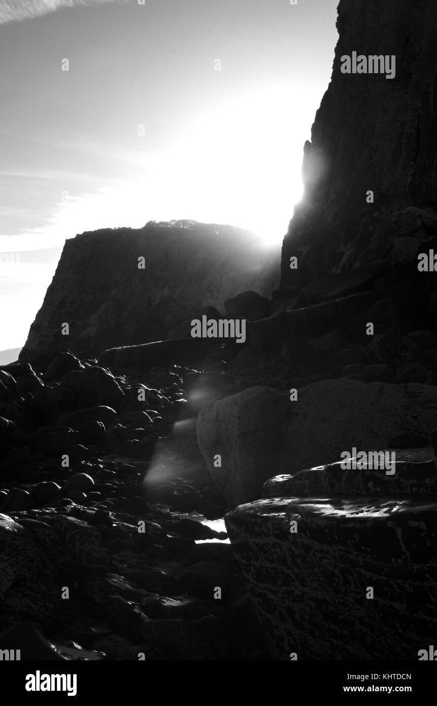 Early morning sun sunlight Black and White Stock Photos & Images - Alamy