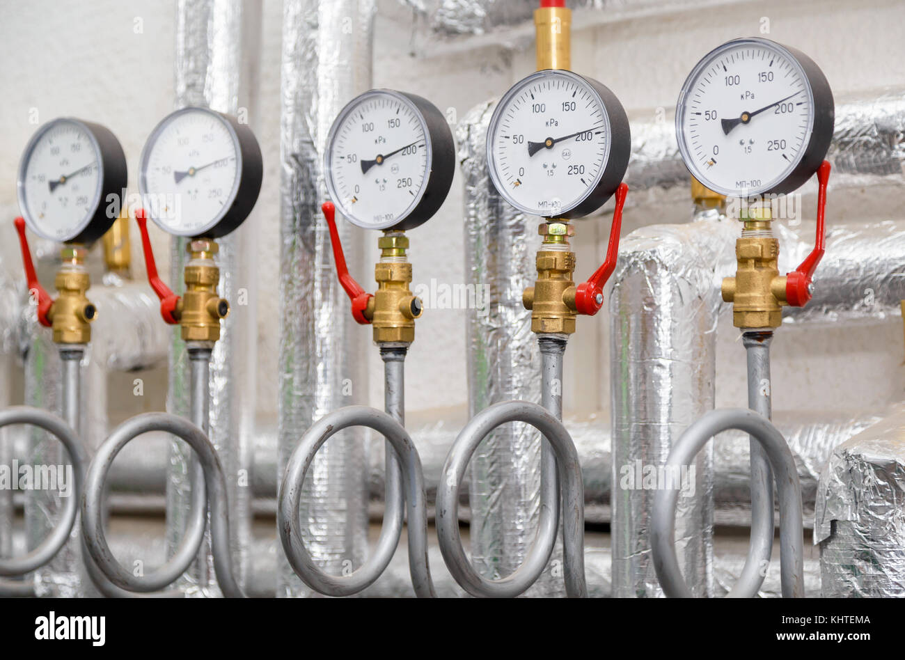Manometer pressure in boiler room hires stock photography and images