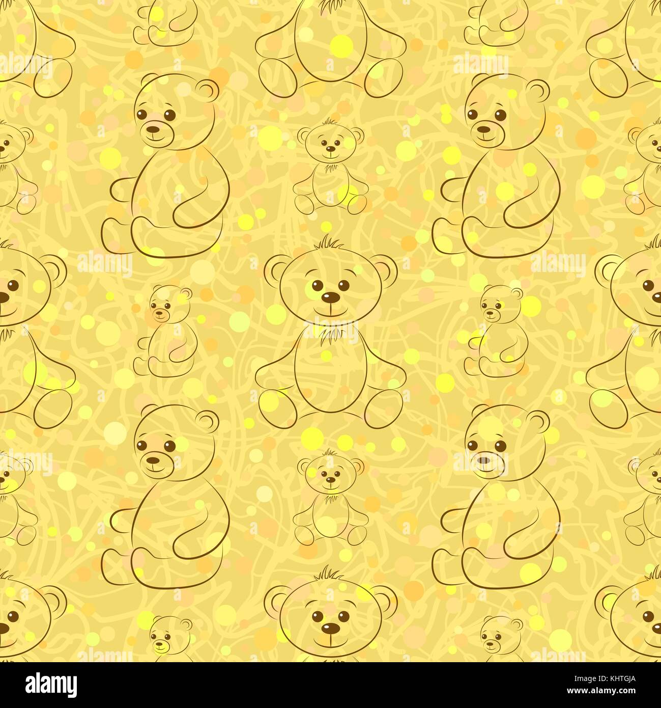 Teddy Bears Contours, Seamless Stock Vector