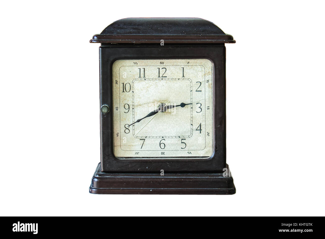 Vintage Alarm Clock old style isolated on white Stock Photo