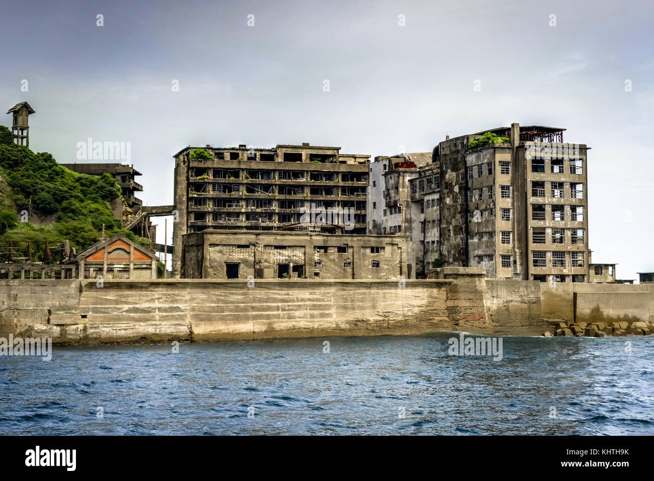 Nagasaki, Hashima, Japan - October 2017: Ghost town on an abandoned island called Gunkanjima and also Hashima near Nagasaki Stock Photo