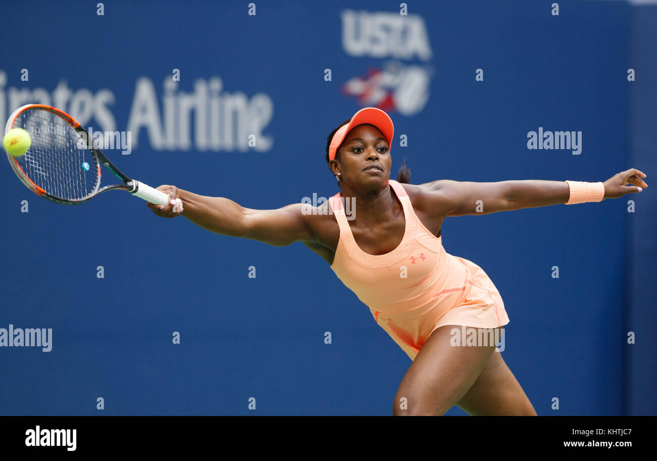 American tennis player SLOANE STEPHENS (USA) hitting a forehand shot