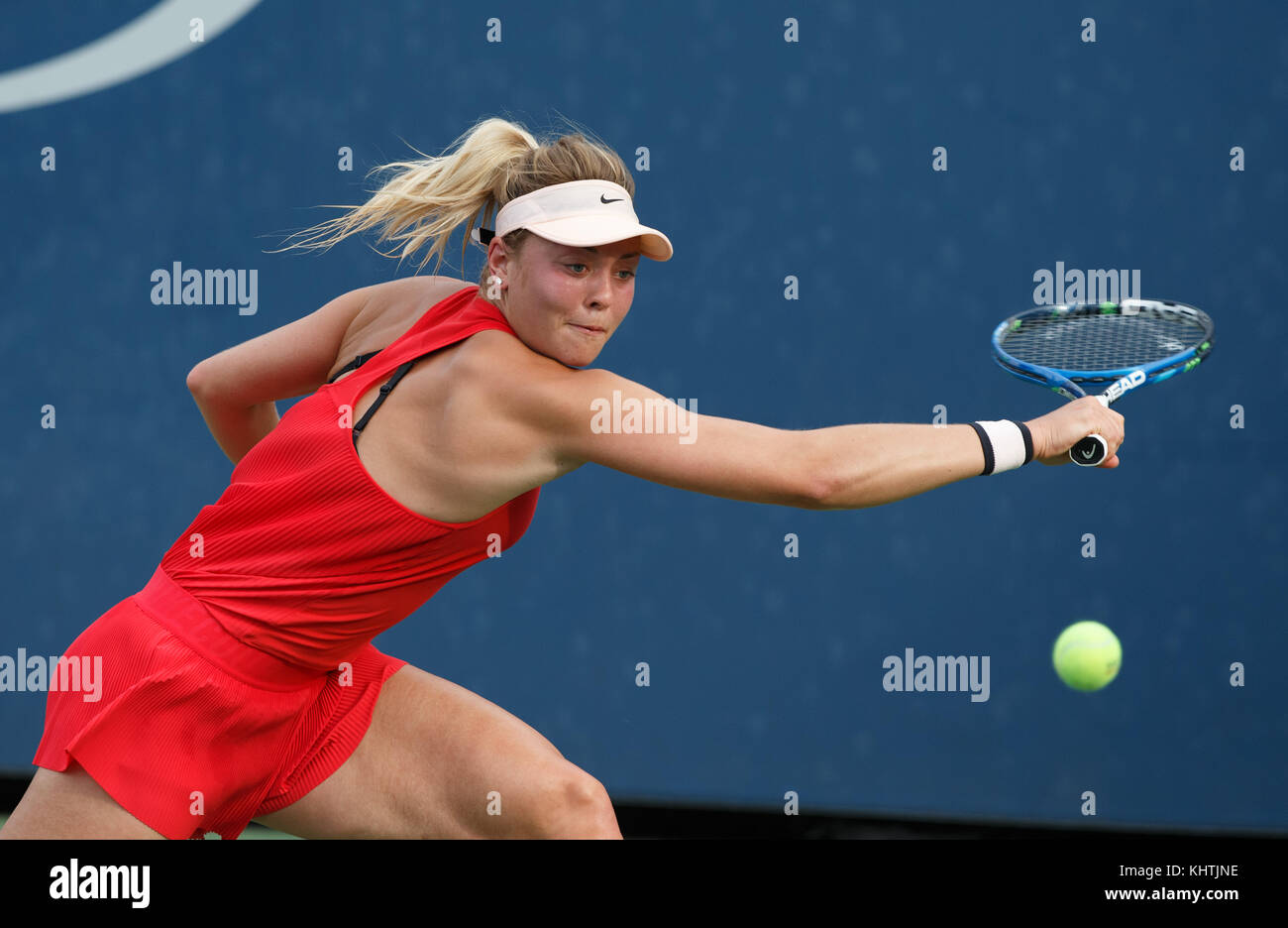 German tennis player CARINA WITTHOEFT (GER) playing backhand shot