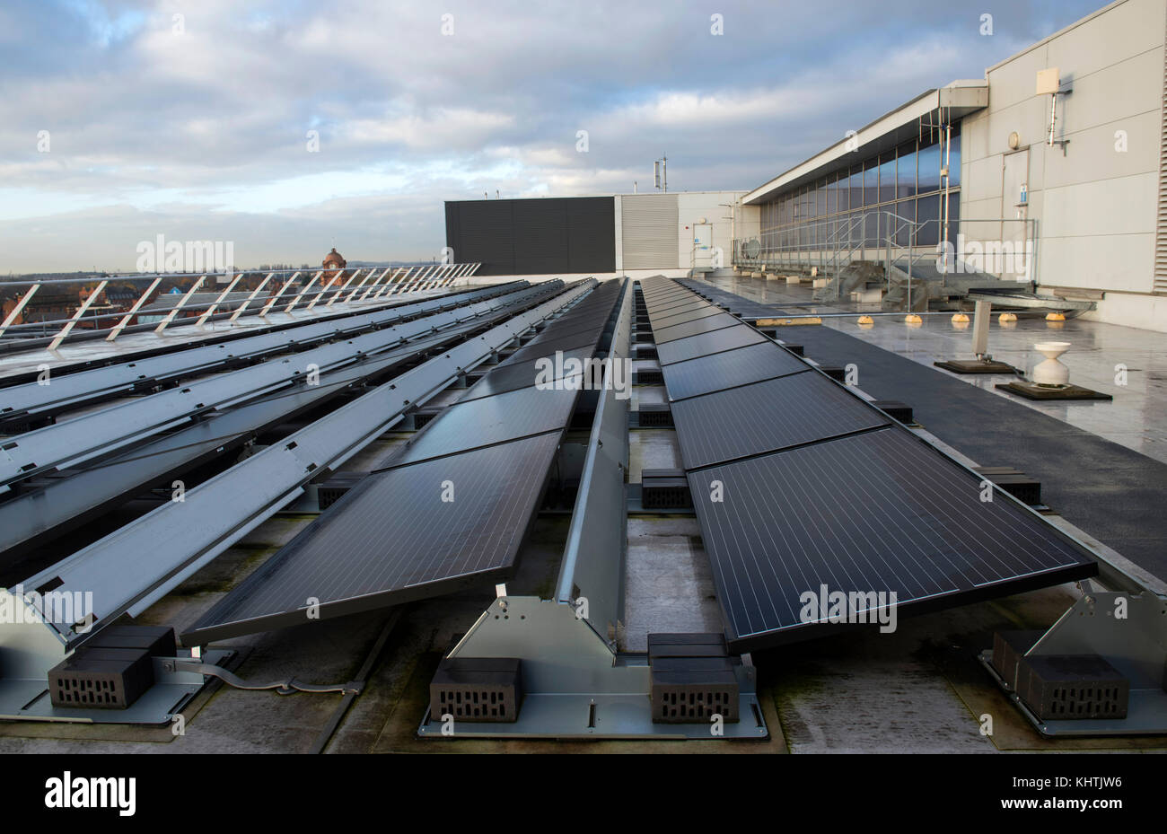Solar Panels on the roof of an office building in Nottingham City ...