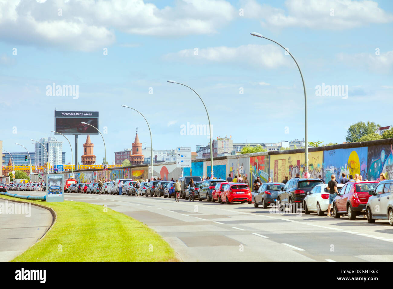 BERLIN - AUGUST 20: The Berlin wall with grafitti on August, 2017 in Berlin, Germany. It was a barrier that existed from 1961 through 1989 to complete Stock Photo