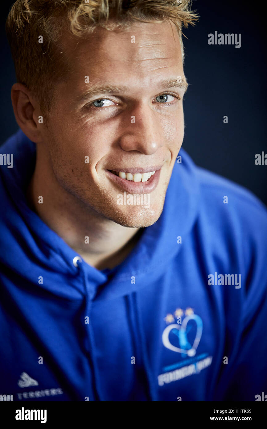 Portrait image of Jonas Lössl, a Danish Professional football player who plays as a goalkeeper for Premier League club Huddersfield Town. Stock Photo