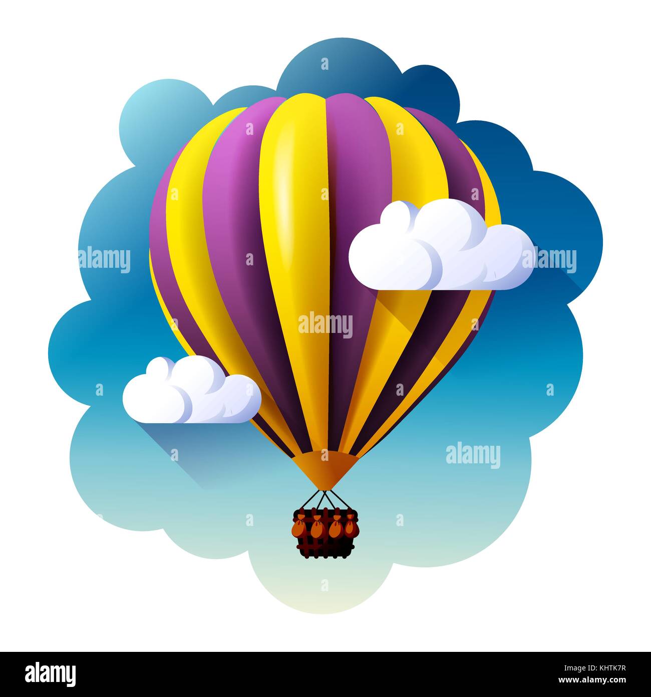 hot air balloon in clouds vector. Stock Vector