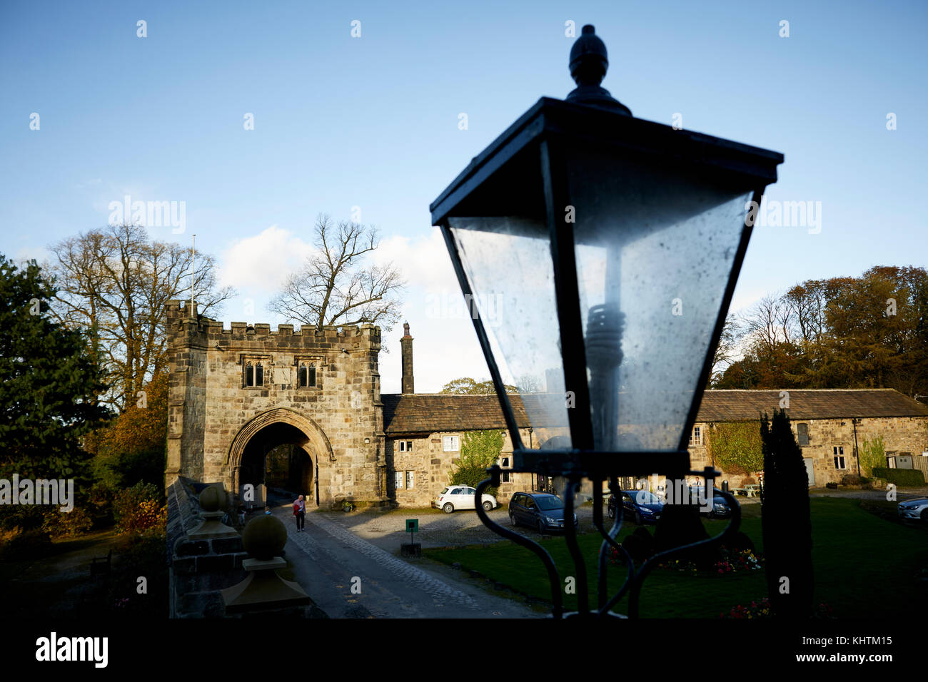 Autumn in Whalley, Lancashire in the Ribble valley, Gatehouse to the Abbey ruins Stock Photo