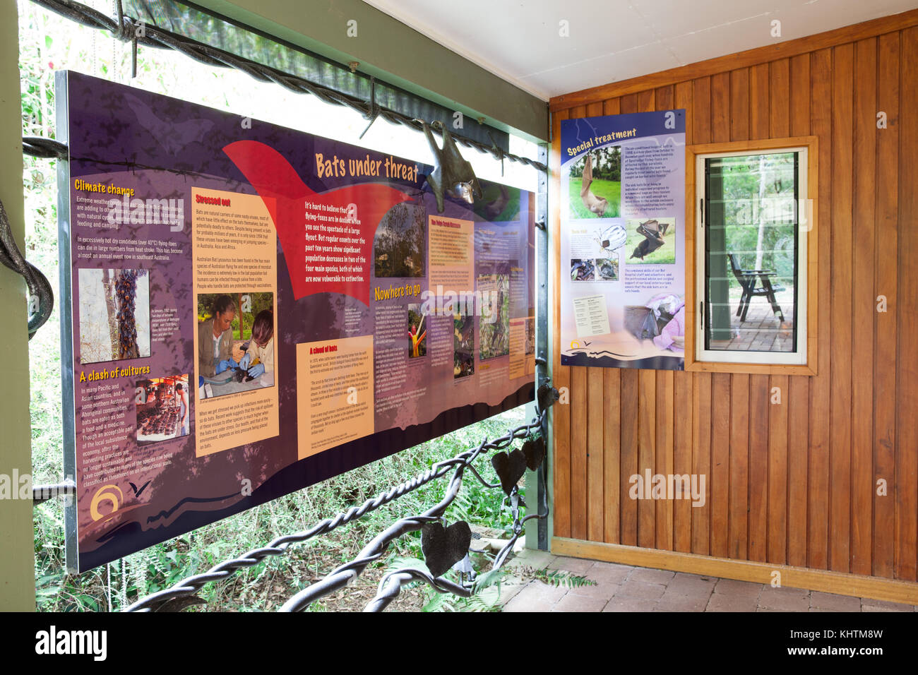 Tolga Bat Hospital. Information and education display. Carrington. Atherton Tablelands. Queensland. Australia. Stock Photo