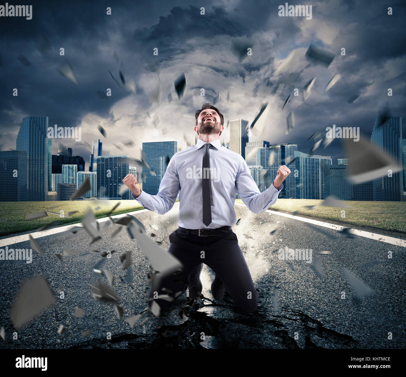 Power of successful businessman. Concept of determination Stock Photo