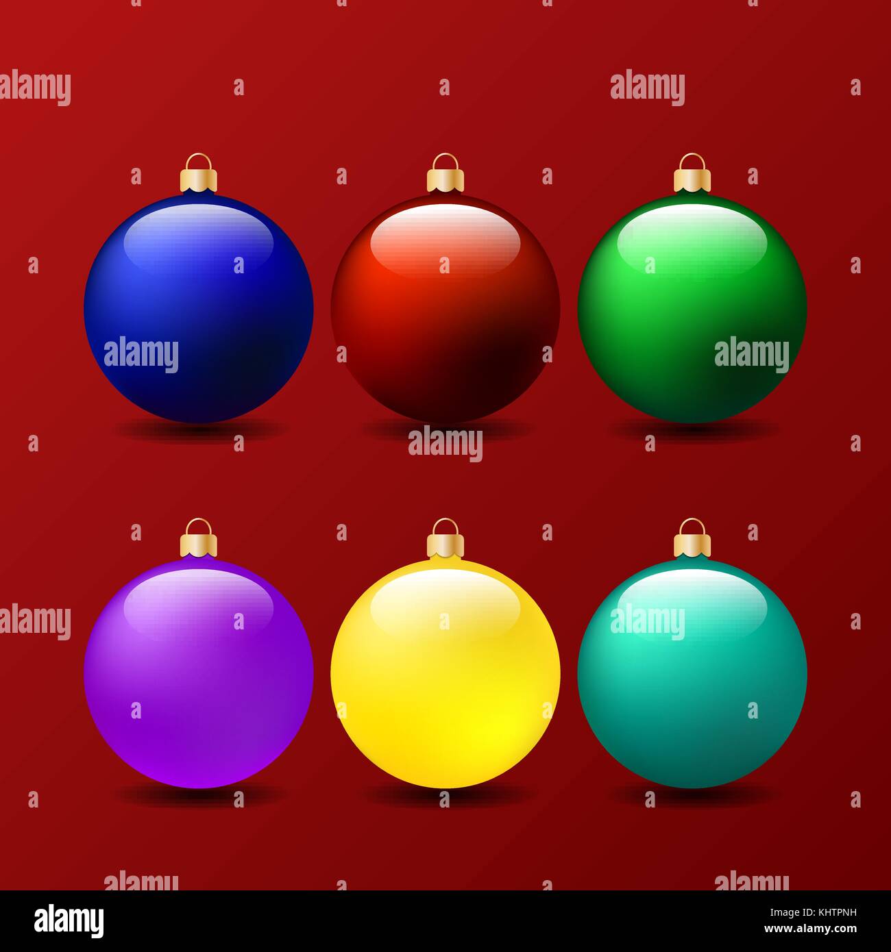 Set of Christmas balls on a red background. Vector illustration Stock ...