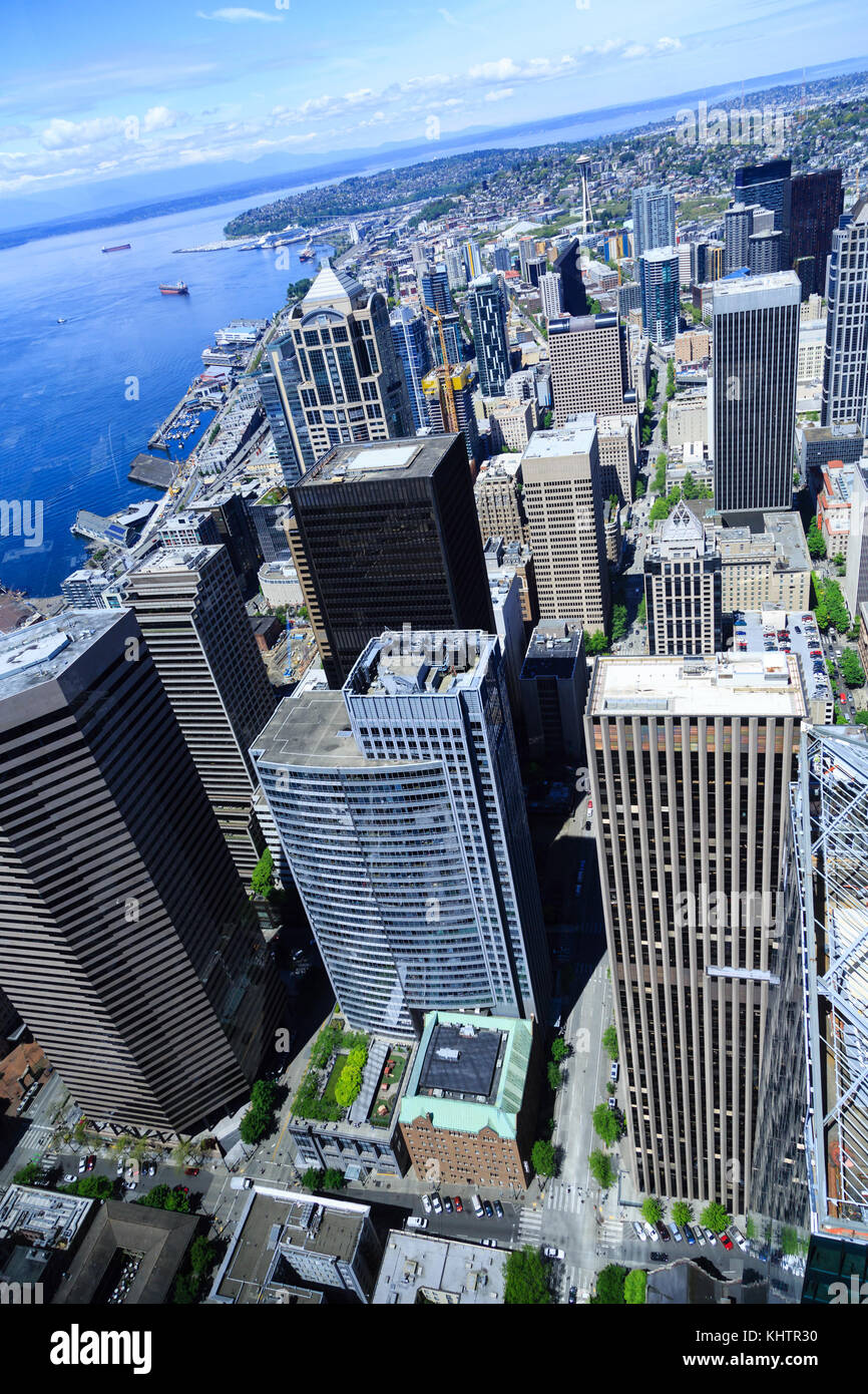 View of Seattle Washington from High Above Stock Photo - Alamy