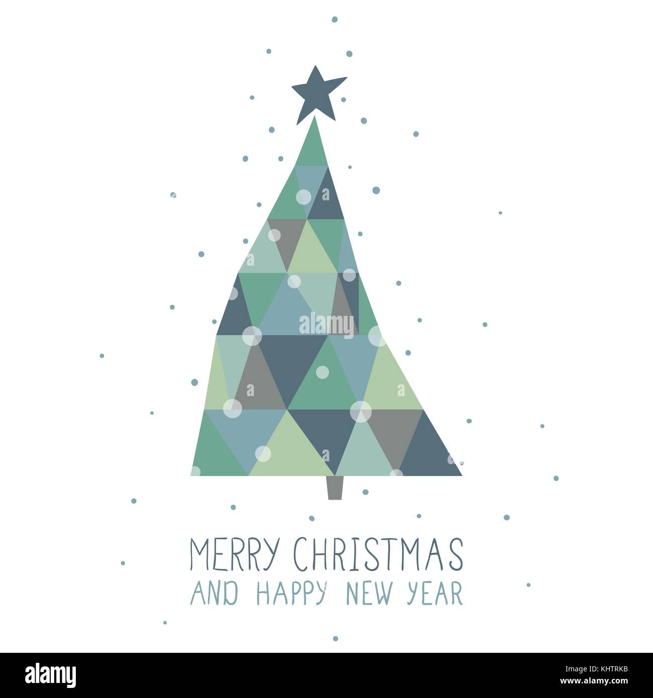 Christmas card with Christmas tree made of triangles Stock Vector