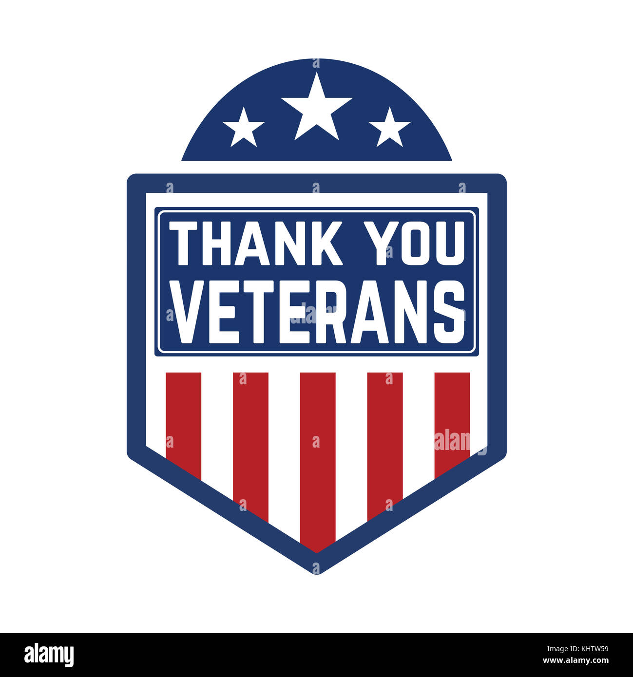 Happy veterans day emblem template isolated on white background. Design element for label, emblem, sign, poster. Vector illustration Stock Photo
